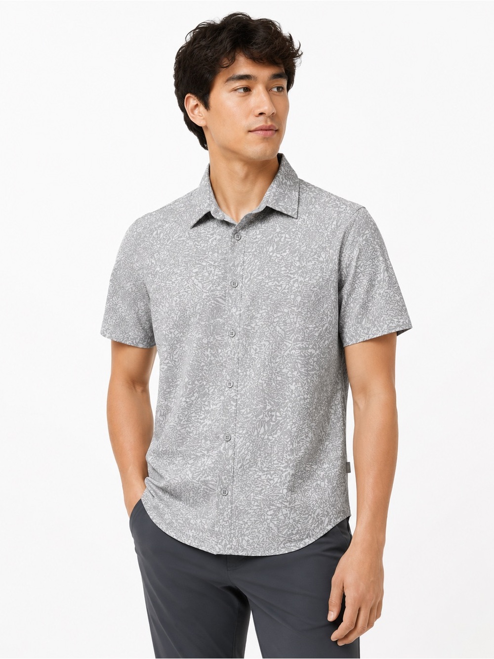 Lululemon Airing Easy Short Sleeve Button Up Shirt Gray Small